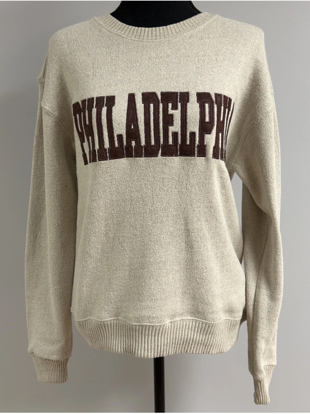 New York Popular Philadelphia Sweatshirt Woman Beige Crewneck Size S